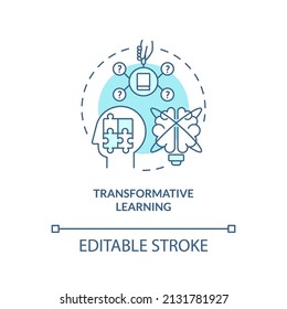 Transformative Learning Turquoise Concept Icon. Adult Education Theories And Forms Abstract Idea Thin Line Illustration. Isolated Outline Drawing. Editable Stroke. Arial, Myriad Pro-Bold Fonts Used