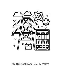 Transformer Box Outline Icon, Vector illustration