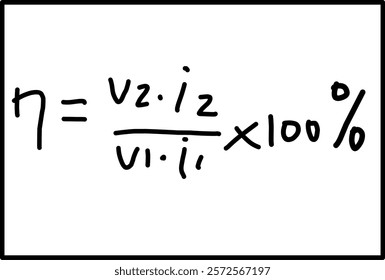 transformer efficiency physics formula in Doodle style