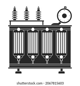 Transformer electric vector black icon. Vector illustration elctric station on white background. Isolated black illustration icon of transformer power.