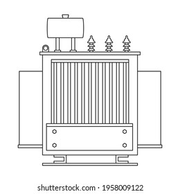 Transformer electric vector outline icon. Vector illustration elctric station on white background. Isolated outline illustration icon of transformer power.
