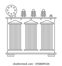 Transformer electric vector outline icon. Vector illustration elctric station on white background. Isolated outline illustration icon of transformer power.