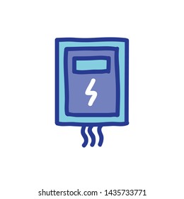 transformer electrical box doodle icon, vector illustration