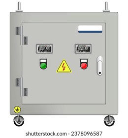 Transformer electrical box. Fuse box. Power switch panel. Electrical equipment. Vector. EPS 10.