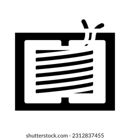transformator elektronische Komponente Bildyph Symbol Vektorgrafik. transformatorisches elektronisches Bauteilzeichen. einzelne Symbolillustration