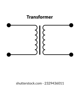 Transformer. electronic symbol. Illustration of basic circuit symbols. Electrical symbols, study content of physics students.  electrical circuits. outline drawing. svg