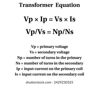 Transformer Formula on the white background. Education.  Science. Vector illustration.