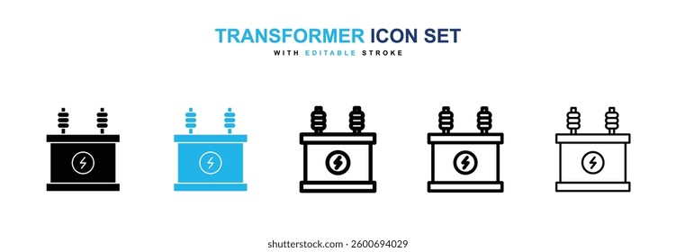 Transformer icons graphics set in black and blue colors