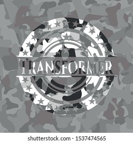Transformer on grey camouflage pattern