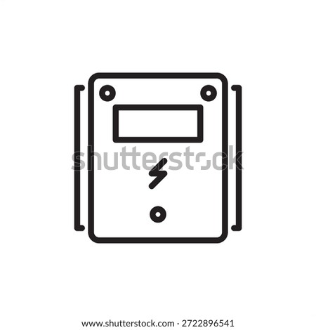 Transformer pad icon featuring a high-voltage electrical unit with a lightning bolt warning symbol and top-mounted cooling vents, symbolizing electrical power distribution, substation infrastructure,