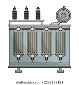 Transformer vector color icon. Vector illustration electric equipment on white background. Isolated color illustration icon of transformer.
