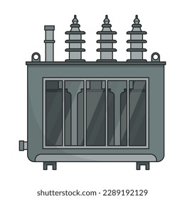 Transformer vector color icon. Vector illustration electric equipment on white background. Isolated color illustration icon of transformer.