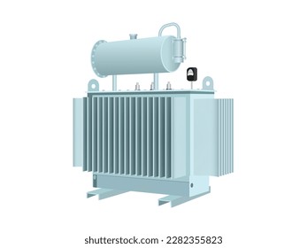 Transformer vector installation on white background . Isolated cartoon set icon energy substation. Vector cartoon set icon transformer.
