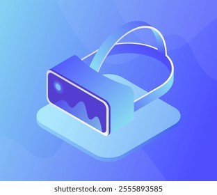 Transforming vision into reality with a virtual reality device against a high-tech background. Vr glasses ideal for tech events, conferences, and exhibitions innovation and technology future isometry.