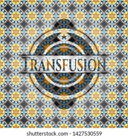Transfusion arabic style emblem. Arabesque decoration.