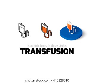 Transfusion icon, vector symbol in flat, outline and isometric style