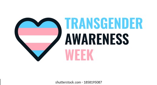 Transgender Awareness Week Logo with Trans Pride Flag Heart Symbol. Vector Design for Trans Awareness, Activism, Equality and Human Rights.