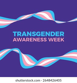 Ilustração vetorial de pôster da Semana da Consciência Transgênere. Ícone abstrato da faixa de opções da bandeira do orgulho trans. Forma geométrica do movimento LGBTQIA. 13-19 de novembro de cada ano