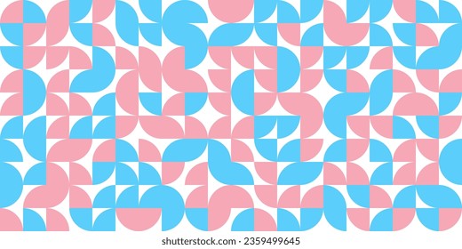 Transgender Bauhaus Style Pattern.LGBT Pride month. Seamless geometric pattern. Template for background, banner, card, poster. Vector Illustration