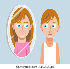 Transgender Boy Looking Mirror Seeing Different Stock Vector (Royalty ...