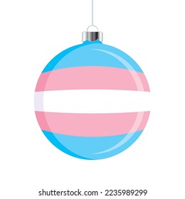 Transgender christmas ball icon vector. Transgender pride flag christmas bauble icon isolated on a white background. LGBT graphic design element