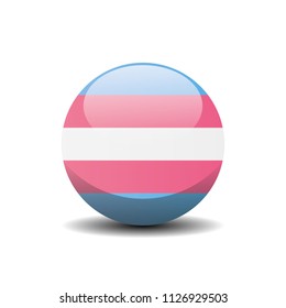 Transgender Circle Button Flag. LGBT 3D, Vector, Illustration, Symbol.