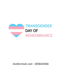 Transgender Day Of Remembrance Logo Or Banner With Heart Symbol In Trans Pride Flag Colours