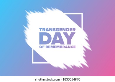 Transgender Day of Remembrance. November 20. Holiday concept. Template for background, banner, card, poster with text inscription. Vector EPS10 illustration