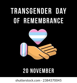 Transgender Day of Remembrance. Square banner for social media post. Isolated vector template. LGBT community and human rights event in November. Symbols with trans flag colors. Minimal design