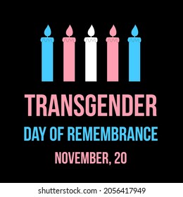 Transgender Day Of Remembrance Typography Poster. LGBT Community Event On November 20. Vector Template For Banner, Sign, Logo Design, Card, Etc.