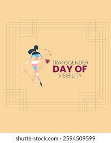 Transgender Day of Visibility Celebration with Elegant Feminine Figure in Trans Flag Colors