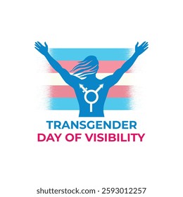 Transgender Day of Visibility Celebration with Silhouette Trans Symbol and Pride Flag