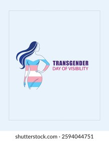 Transgender Day of Visibility Feminine Silhouette Vector Illustration with Trans Flag Colors