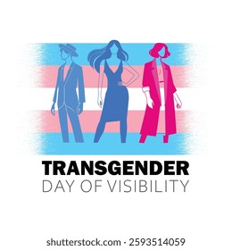 Transgender Day of Visibility illustration with diverse figures and pride flag background