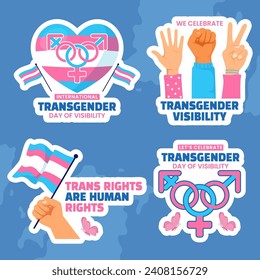 Transgender Day of Visibility Label Flat Cartoon Hand Drawn Templates Background Illustration