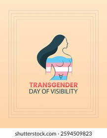 Transgender Day of Visibility Minimalist Vector Illustration with Trans Flag Colors and Feminine Figure for Awareness and LGBTQ+ Support