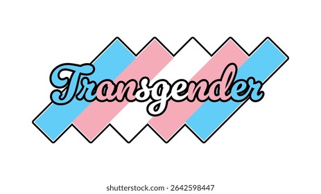 Señal de caligrafía en negrita del estilo de la bandera transgénero sobre fondo blanco