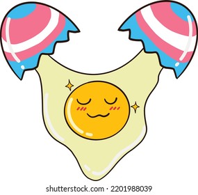 Transgender Flag Color Cracked Egg Shell