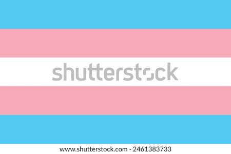 The Transgender flag has 3 primary colors, which are light blue, pink and white. Transgender flag vector illustration.