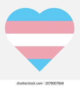 Transgender flag heart vector icon