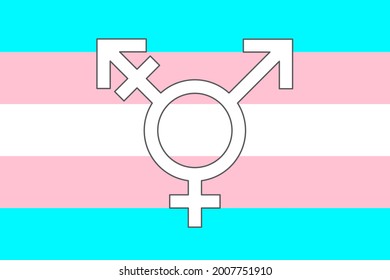 Transgender flag with icon symbol inside. Vector illustration