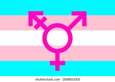 Transgender flag with icon symbol inside. Vector illustration