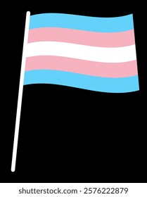 Transgender flag isolated on black backgroud.Unconditional love icon.Pride month symbol.Graphic vector background.