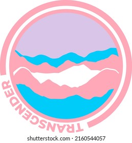 Transgender flag with mountain pattern. Hills with pride colors