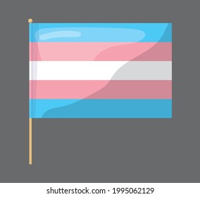 Bandera transgénero. Bandera en un fondo gris. Estilo de arte.