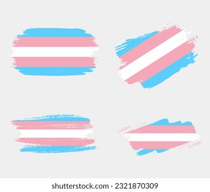 Transgender Flag painted with brush on white background. LGBT rights concept. Modern pride parades poster. Vector illustration	
