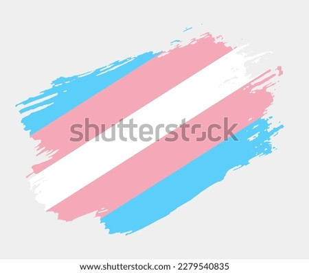 Transgender Flag painted with brush on white background. LGBT rights concept. Modern pride parades poster. Vector illustration