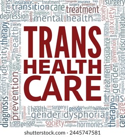 Transgender Health Care word cloud conceptual design isolated on white background.