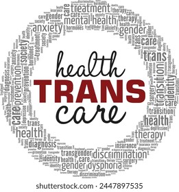 Transgender Health Care word cloud conceptual design isolated on white background.