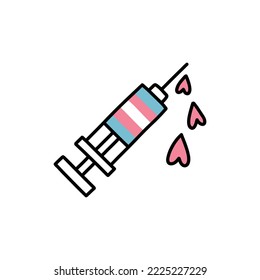 Transgender Hormone Therapy Doodle Icon, Vector Illustration